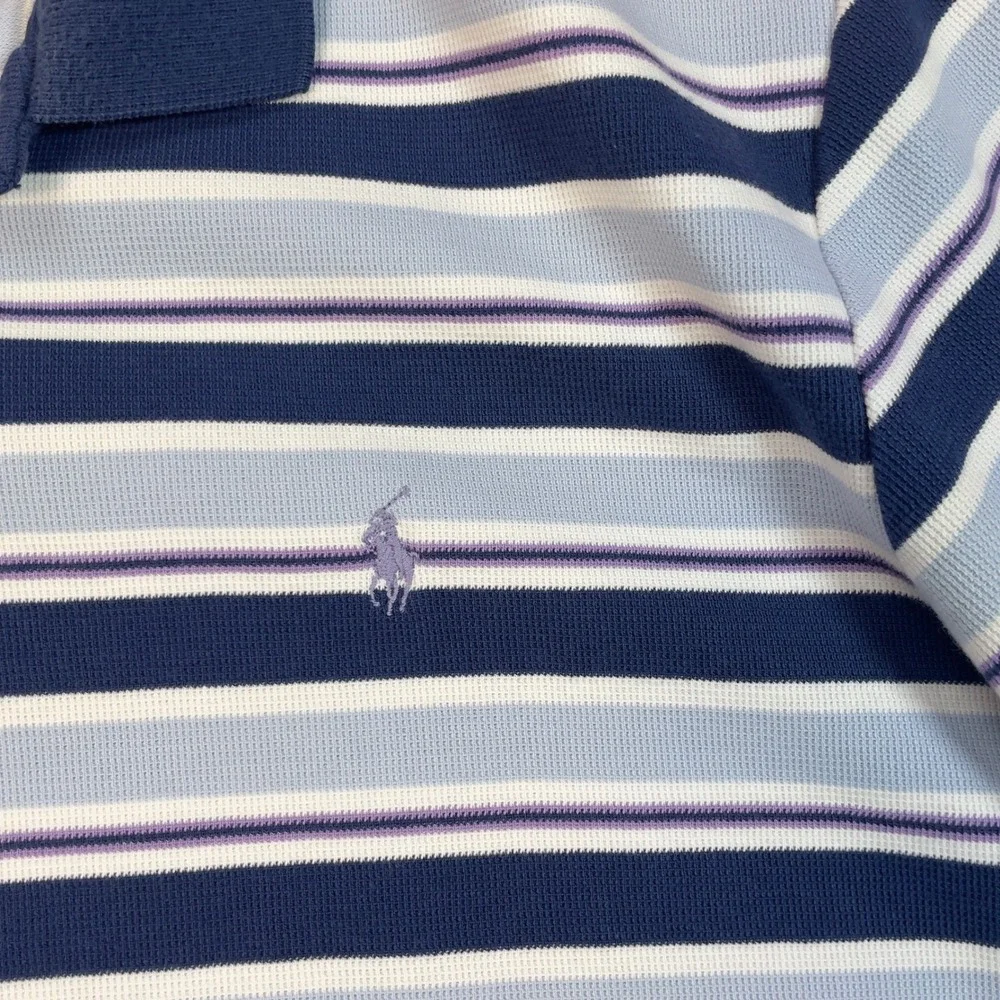 Polo Ralph Lauren Striped Polo Shirt Mens‎ Large Blue White Purple Pony Cotton